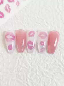 1片唇形美甲贴纸 DIY美甲用品 - 粉色 - 查看 3