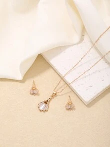 1 Set New Fashion & Seashell Pendant Earrings And Necklace Set, Women's Niche Luxury Design - Gold - View 5