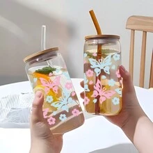 1個16oz李貝玻璃杯uv Dtf轉移蝴蝶設計貼紙diy包裝轉移貼紙玻璃杯防水貼紙瓶貼紙膠黏貼紙 - 彩色 - 查看 3