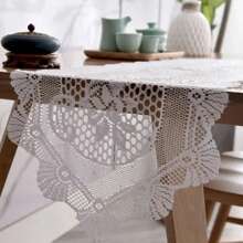 1pc Rectangle Polyester Lace Tablecloth, Bohemian Style Table Runner, Classic And Elegant, Suitable For Festival Party Decoration, Restaurant, Coffee Shop And Home Decor - C - View 6