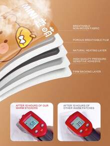 A Pack Of 10pcs, Self Heating Warm Body Stickers, Winter Cold Resistant Self Heating Warm Body Stickers Cartoon Style Warm Foot Stickers - Pink - View 4