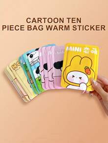 A Pack Of 10pcs, Self Heating Warm Body Stickers, Winter Cold Resistant Self Heating Warm Body Stickers Cartoon Style Warm Foot Stickers - Pink - View 2