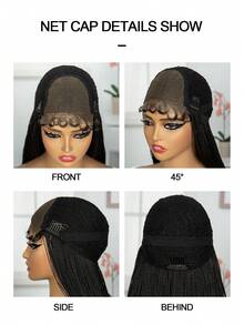 前蕾絲編織假髮黑盒編織假髮帶嬰兒頭髮前蕾絲玉米辮編織假髮女式優質合成辮子假髮 - 黑色 - 查看 3