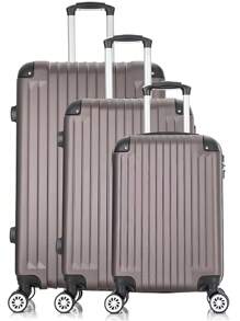 Conjunto 3 Mala De Bordo Viagem Nacional Internacional Com 4 Rodas 360º Com Trava De Encaixe , Cadeado Embutido , Divisório Interno , Extensor Extra - Multicolorido - Visão 4