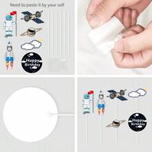 22pcs Space Theme Party Decorations Set Including Planets, Rockets, Metallic Balls, Astronaut Cake Toppers - Multicolor - View 5