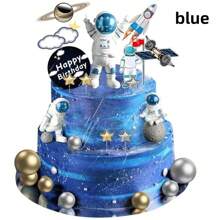 22pcs Space Theme Party Decorations Set Including Planets, Rockets, Metallic Balls, Astronaut Cake Toppers - Multicolor - View 4