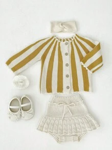 Baby Girls' Sweater, Knitted Top, Cardigan Coat With Striped Pattern, For Infant From 0 To 3 Years Old, Warm Clothes - Multicolor - View 7