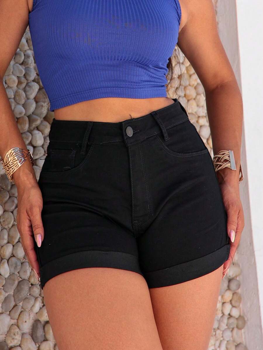 Women Denim Shorts - màu đen - Xem 1