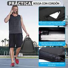 ANTSAY Mochila de baloncesto con cordón, Bolsa de viaje de doble hombro, Bolsa de gimnasio de malla de gran capacidad, impermeable y plegable con compartimento para balón, para camping, deporte - Gris - Ver 3