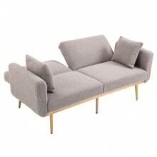 Mid-Century Modern Teddy Fabric Loveseat,Sofa Bed And  Petite Accent Sofa Couch With Gold Metal Legs For Apartment, House, Studio And ADU. - Xám - Xem 7