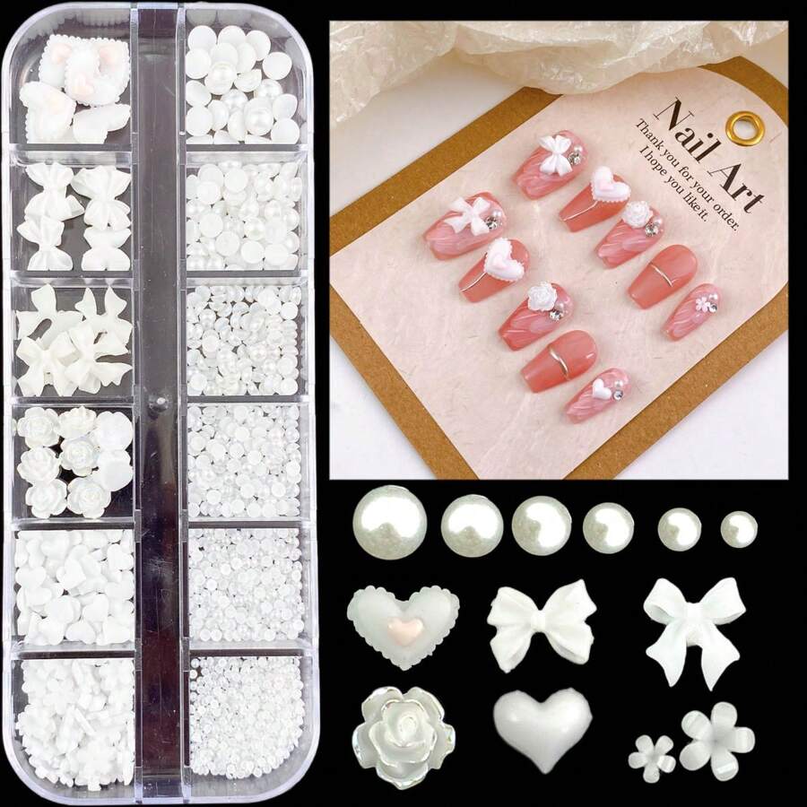 1 Hộp Ngọc Trai & Nhựa Trang Trí Móng Tay Cho DIY Móng Tay Quyến Rũ Móng Đá Quý Đồ Dùng Làm Móng - Nhiều màu - Xem 1