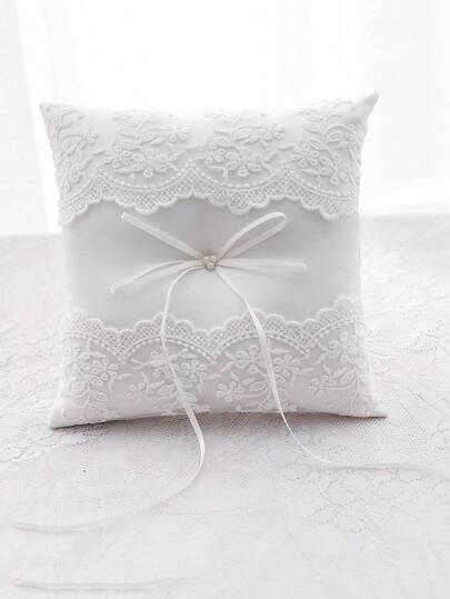 Bride Faux Pearl Bow Ring Bearer Pillow Set Suitable For Any Wedding Decoration Valentine's Day Valentines