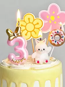 1pc Pink Bow Tie 0-9 Number Birthday Party Pet Decoration Candle,Christmas