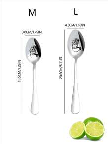 Thìa cà phê hình cú bằng thép không gỉ, thìa súp dễ thương dùng tại nhà, thìa ăn sáng tạo, thìa sắt cho nhà hàng / 1 đồ dùng học tập - Bạc - Xem 2