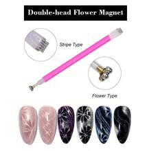XEIJAYI 1pc Nail Art Magnetic Pen 3D Cat Eye Design Dual-Ended Magnet Wand Gel Nail Polish Magic Manicure DIY&Salon Tools - Pink - View 4