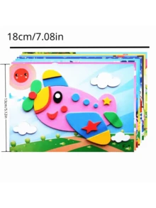 10入組隨機儿童diy卡通動物3d Eva泡沫貼紙拼圖手工早期教育玩具,兒童手工禮物 - 彩色 - 查看 5