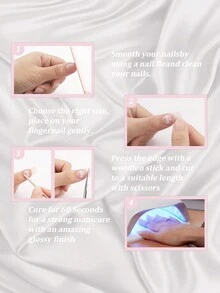 20入組美甲貼紙,清新仙女風格,簡約可愛的美甲貼紙,花卉風格,適用於新指甲的全包覆式貼紙 - 彩色 - 查看 6