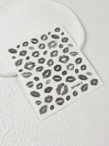 1张红色嘴唇图案美甲贴纸 DIY美甲用品 - 灰色 - 查看 5