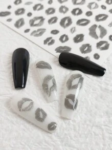 1张红色嘴唇图案美甲贴纸 DIY美甲用品 - 灰色 - 查看 7