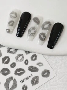 1张红色嘴唇图案美甲贴纸 DIY美甲用品 - 灰色 - 查看 8