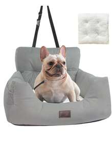 1pc Small Portable Pet Car Seat & Indoor Pet Bed, Suitable For 25lb Dogs - Grey - View 1