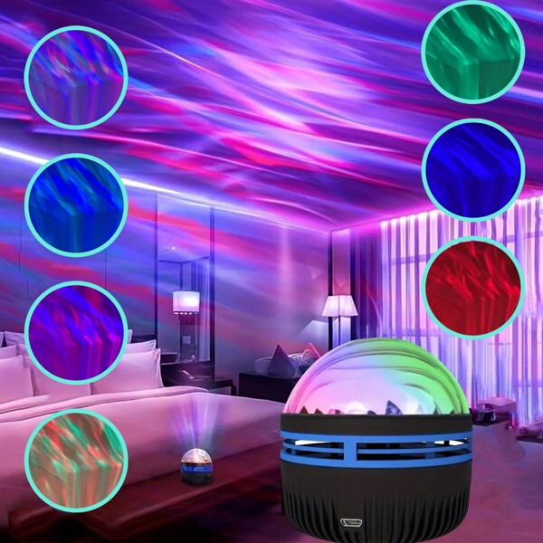 1PC Northern Lights Projection Light Remote Control, USB, Rgb Led Light, Color Rotating Magic Ball, Bedside Decoration Environment Projection Light