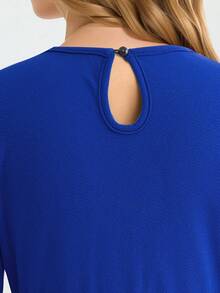 Girls' Pleated Ruffle Hem Dress With Layered Flounce - Blue - View 5