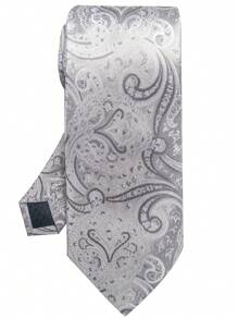 AlanKing 1 Cà vạt họa tiết hoa Paisley & Ditsy dành cho nam, dài 8 cm, thích hợp cho lễ hội, đám cưới và công sở - Màu Xám nhạt - Xem 3
