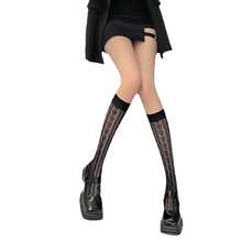 1對黑色蘿莉塔白襪子女士短款中筒細愛心波點牛仔襪jk Loli日式超薄純黑色 - 黑色 - 查看 4