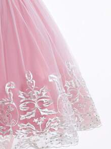 女孩蕾丝粉色优雅连衣裙、花童连衣裙、伴娘连衣裙、生日派对、婚礼、节日、公主裙、舞会礼服、毕业典礼、圣诞节