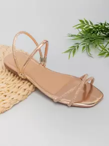 Women Flat Sandals - 乾枯玫瑰色 - 查看 1
