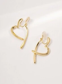 1pair Personalized Shiny Surface Pure Copper Electroplated Clip-On Earrings For Women's Daily Wear, No Piercing Needed - Silver-ear clip - View 6