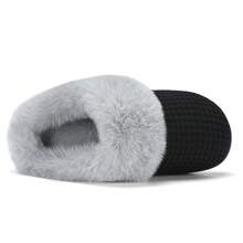 DRSLPAR Comfy House Slippers For Women Fuzzy Memory Foam Slippers Cozy Slip On Outdoor Indoor Warm Fleece Lined Bedroom Shoes - 黑灰色 - 查看 6