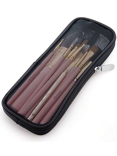 1pc Mesh Cosmetic Bag Wash Bag, Mesh Cosmetic Brush Bag Travel Wash Toothbrush Storage Bag Multifunctional Multi-Purpose Cosmetic Bag Large Capacity Portable Large Cosmetic Travel Bag, Cosmetic Brush Bag Storage Bag Foldable Cosmetic Bag For Storing Brushes, Shavers And Unisex Storage Boxes Makeup Bag Makeup Brush Holder Makeup Bags Makeup Organizer Make Up Organizer Makeup Storage Back To School Supplies Make Up Bag