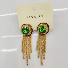 1對金色菱形流蘇耳環 - 淺粉色 - 查看 9