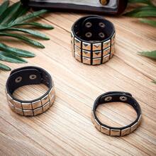 Xiacheng 1/3 Pcs Punk Rock Studded Bracelet Set Spiked Leather Cuff Bracelet For Men Women 80s Wristband Emo Bracelet Adjustable