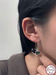 1雙簡約風格冷色調彩色及蛋白石裝飾小型多用途925純銀耳環,女性日常佩戴,diy - 銀色 - 查看 6