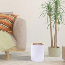 1pc, 9PCS Bathroom Accessories Set, Bathroom Decor, Plastic & Bamboo Bath Ensemble Kit with Lotion Dispenser, Toothbrush Holder, Toothbrush Cup, Soap Dish, Toilet Brush & Holder, Trash Can, Birthday, holiday, housewarming, Christmas gift set, Available in three colors: black, and white - White - View 7