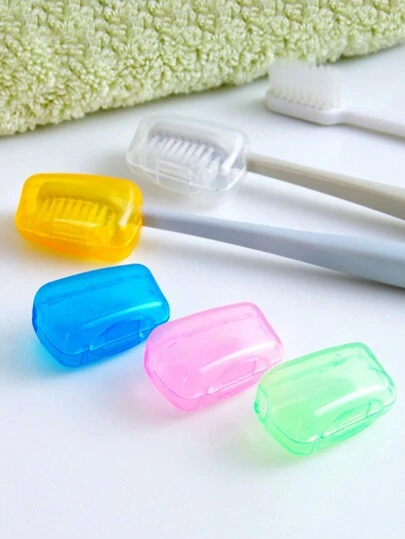 1/2/5/10pcs Fashion Durable Toothbrush Holder (Random Color) - Lightweight, Portable, Suitable For Travel - Perfect For Organizing And Protecting Your Toothbrush, Hygienic, Reusable Protective Case