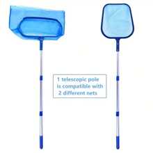 3Pcs/Set Pool Cleaning Tools Pool Flat And Deep Skimmer Net Set With 17"-40" Telescopic Pole Leaf Skimmer Fine Mesh Net Rake Net For Cleaning Above Ground Inground Pool Hot Tub Spa Pond - Blue - View 4