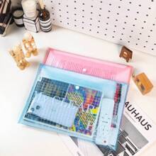 5入組加厚a4文件袋,透明檔案保存塑料大容量信息袋,商務辦公及小學生考試文具文件分類整理及儲存,採用扣鈕式設計 - 粉色 - 查看 3