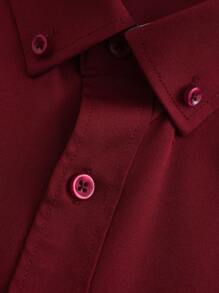 Camisa social masculina slim fit, - Vinho - Visão 3