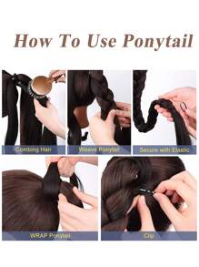 20Inch Ponytail With Elastic Hair Rope Long Straight Ponytail Extensions Synthetic Hair Extensions Elegant Natural Looking For Daily Use - Light Brown - View 5