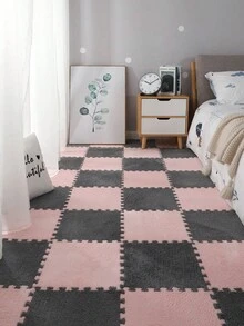 12pcs/pack 30*30cm Carpet Patchwork Mat, Removable And Washable, Suitable For Living Room & Bedroom&pet - Grey - View 7