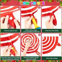 36pcs Christmas Candy Balloon Set, Large Cane, Swirl, Foil Balloon, Ribbon, Red & Green Polyester Film Sweet Candy Theme Balloon, Great For Christmas, Birthday And Candy Theme Party Decoration - Multicolor - View 6