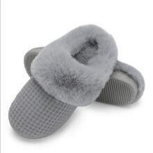 DRSLPAR Comfy House Slippers For Women Fuzzy Memory Foam Slippers Cozy Slip On Outdoor Indoor Warm Fleece Lined Bedroom Shoes - 深灰色 - 查看 3