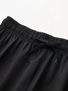 Quần short thể thao dáng rộng dành cho nữ, thích hợp mặc thường ngày, tập yoga, tập luyện, có dây rút ở eo và túi, màu đen, kiểu quần jogger, quần boxer nữ, quần thể thao mùa hè. - màu đen - Xem 4