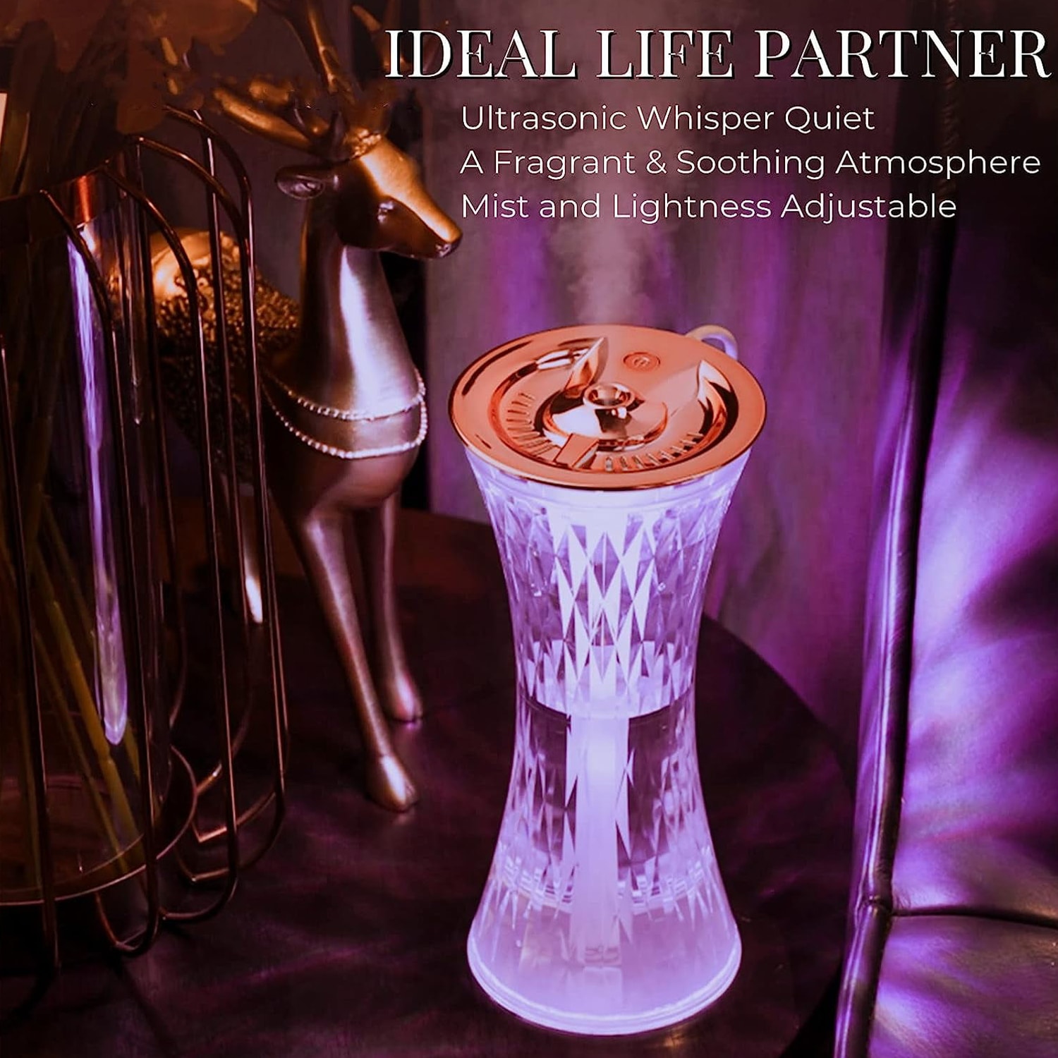 1pc 7Color Crystal Table Lamp Humidifier Mute Bedroom Humidifier