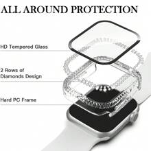 1 Ốp Bảo Vệ Kim Cương Đôi Thời Trang Trong Suốt Tương Thích Với Series Ultra 8 7 6 5 4 3 2 1 SE, 38MM 40MM 42MM 44MM 45MM, Tích Hợp Kính Cường Lực Bảo Vệ Màn Hình, Bao Phủ Toàn Diện, Siêu Mỏng Chống Va Chạm Vỏ PC Cứng Dành Cho Nam Và Phụ nữ - Trong sáng - Xem 2