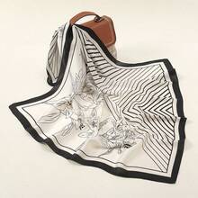 2023新款條紋方形女士圍巾,多功能冬季結扣披肩、髮帶、頸巾 - 彩色 - 查看 3